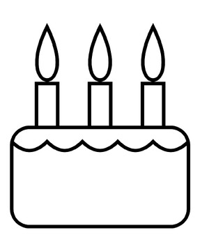 Birthday cake coloring page printable for recognition hats and writing