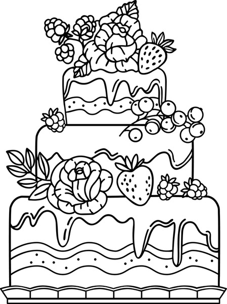 Thousand coloring pages cakes royalty