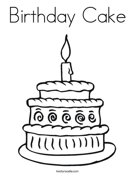 Birthday cake coloring page