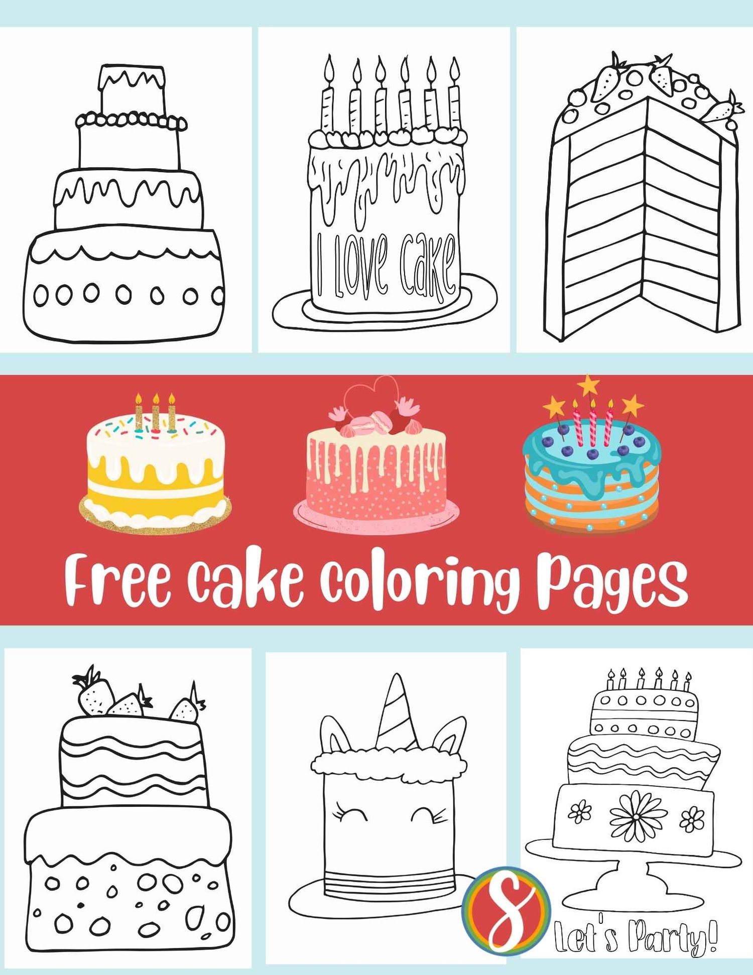 Free cake coloring pages â stevie doodles