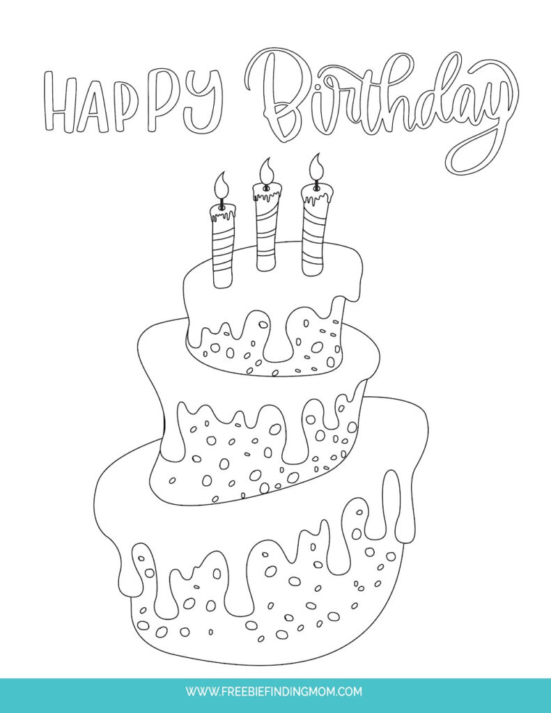 Free printable birthday cake coloring pages