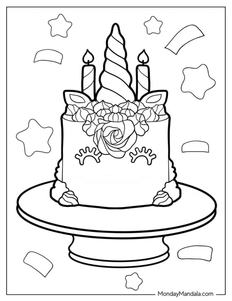 Cake coloring pages free pdf printables