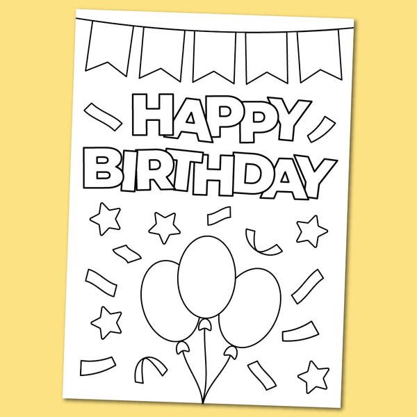 Printable happy birthday coloring card