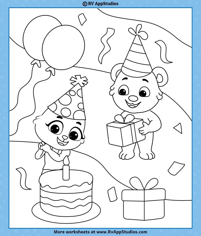 Free happy birthday coloring card