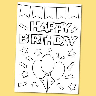 Printable happy birthday coloring card