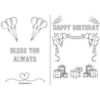 Coloring birthday card printable