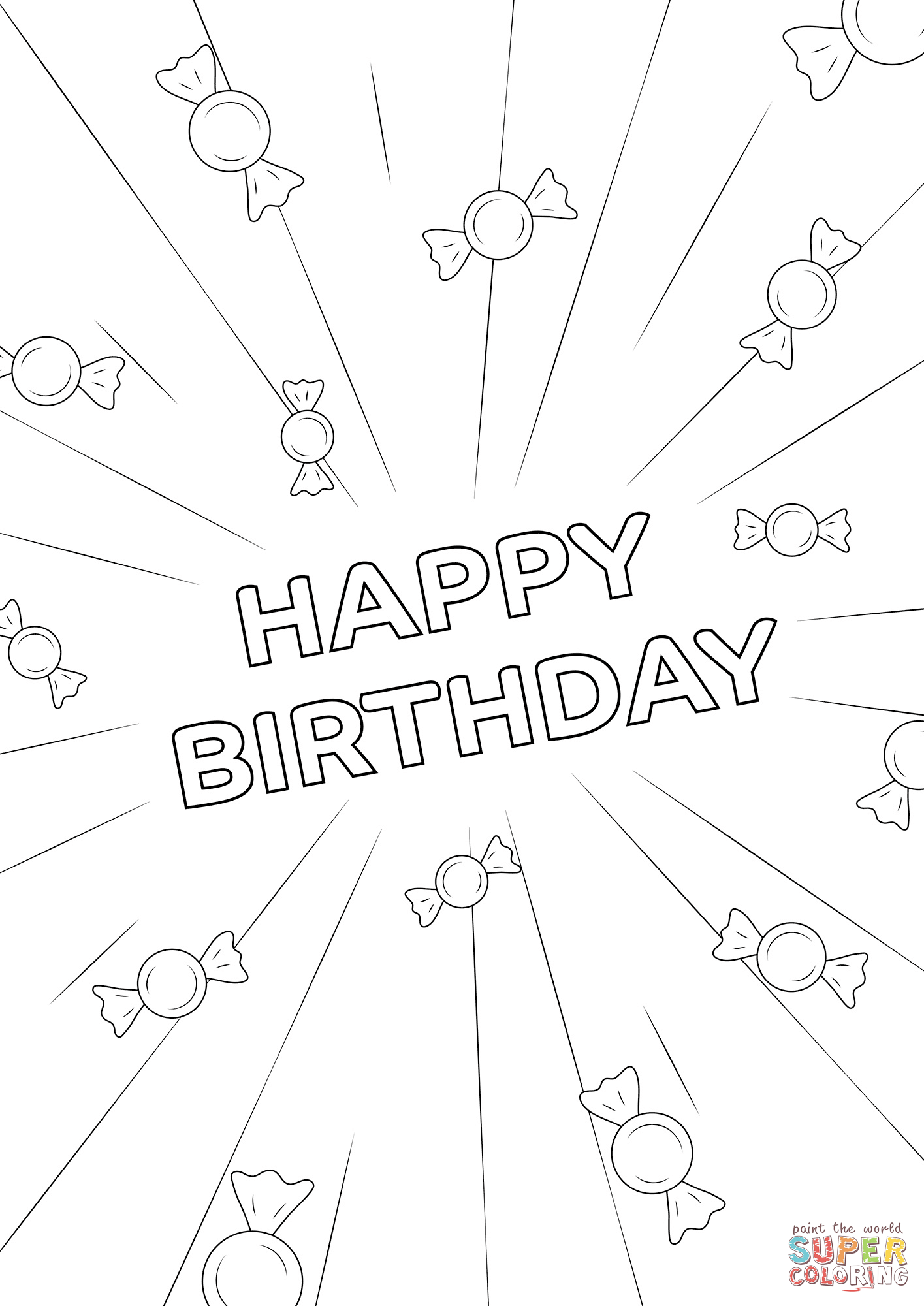 Happy birthday card coloring page free printable coloring pages