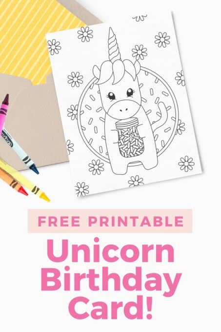 Printable unicorn birthday card