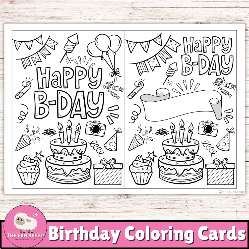 Birthday coloring cards printable happy birthday card