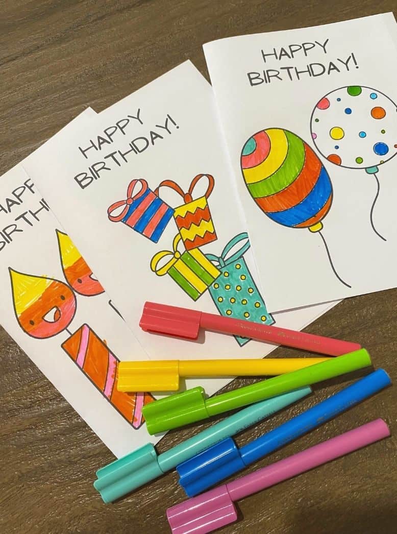 Happy birthday coloring card free printables designs parties made personal