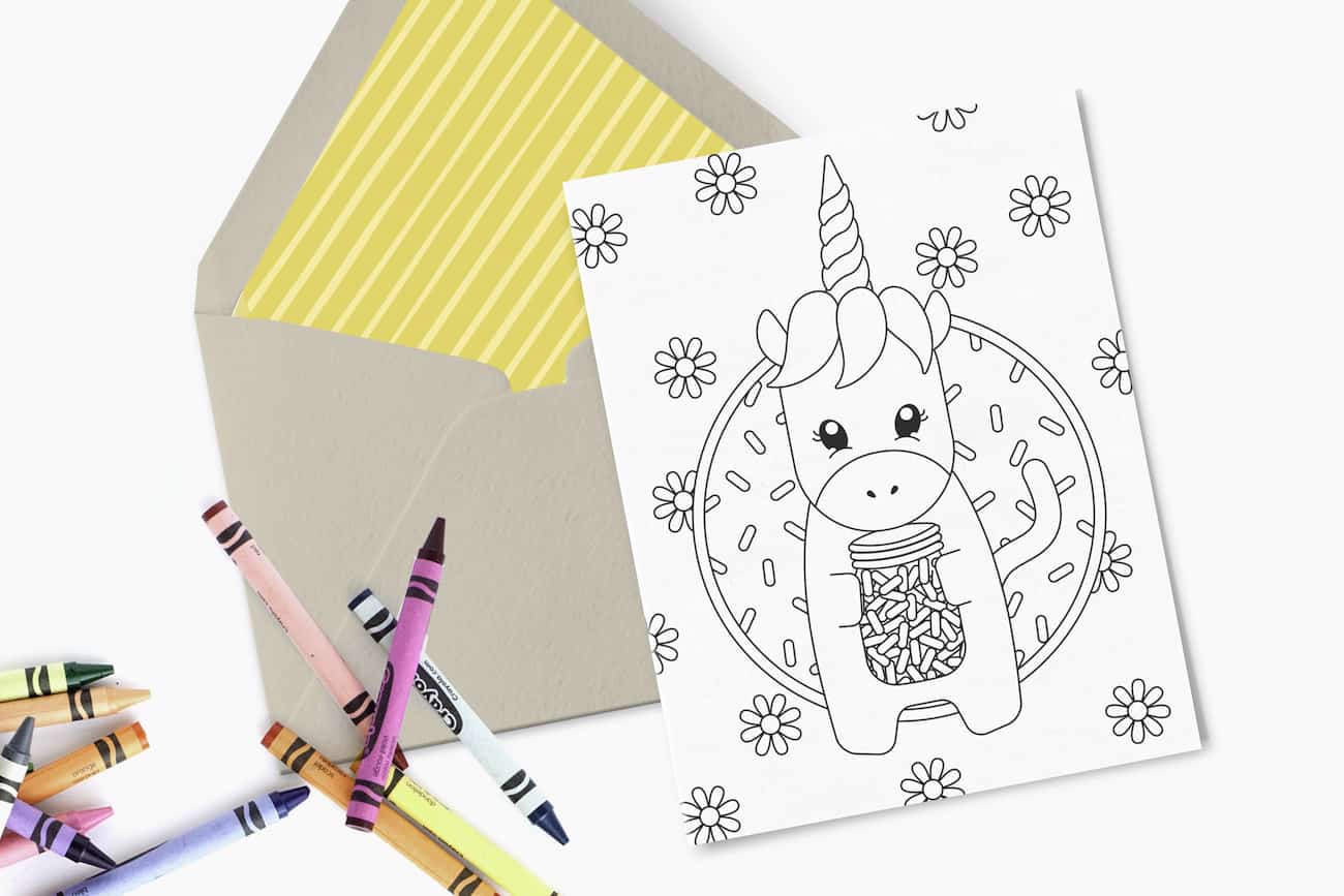 Printable unicorn birthday card