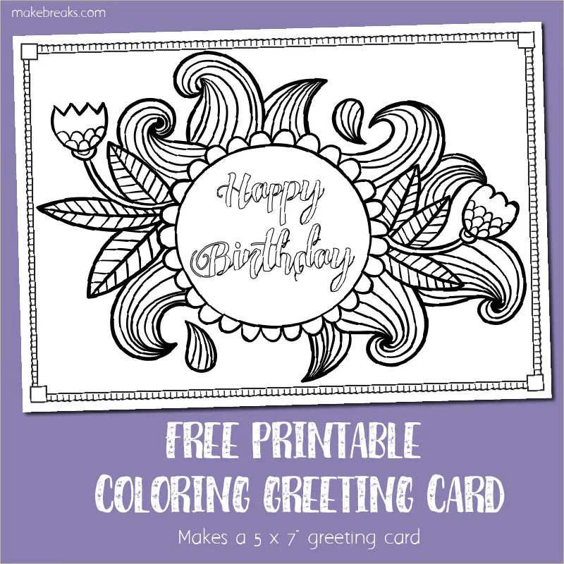 Free printable birthday coloring card