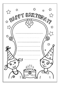 A large collection of printable birthday cards coloring for kids pdf