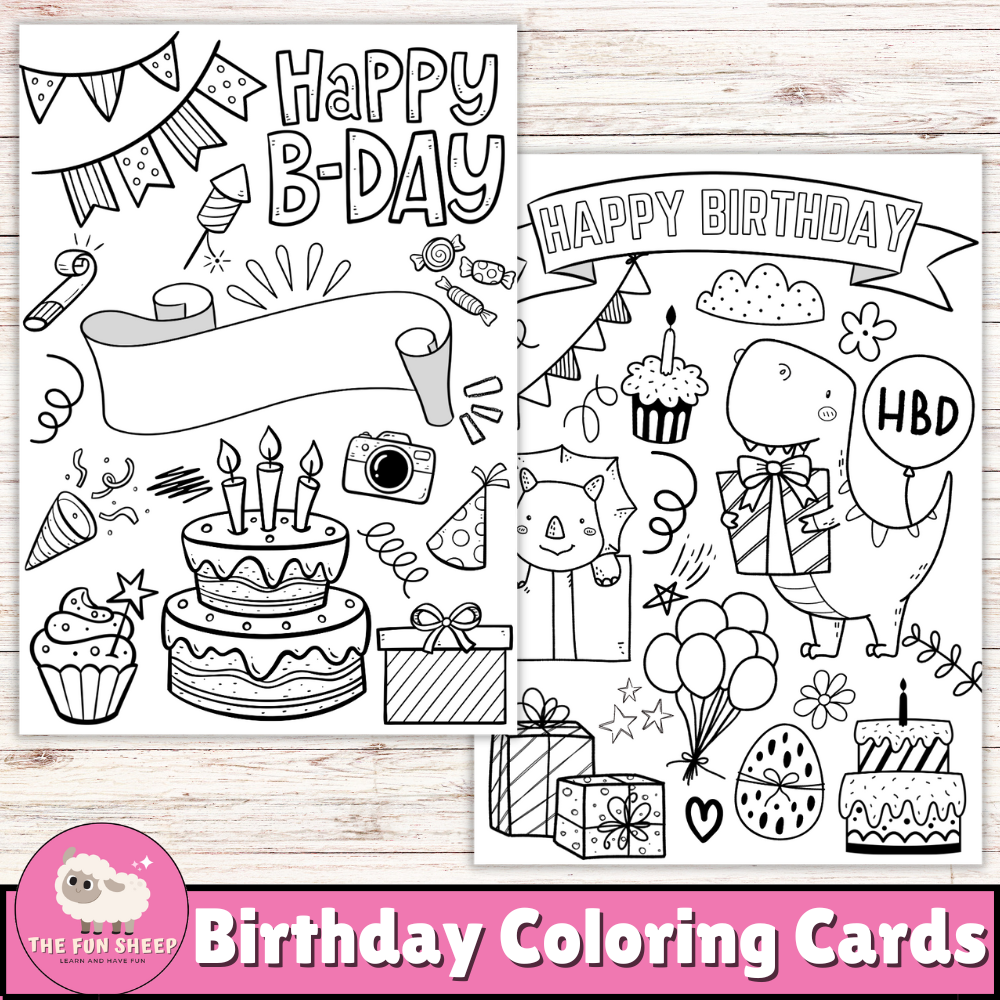 Birthday coloring cards printable happy birthday card