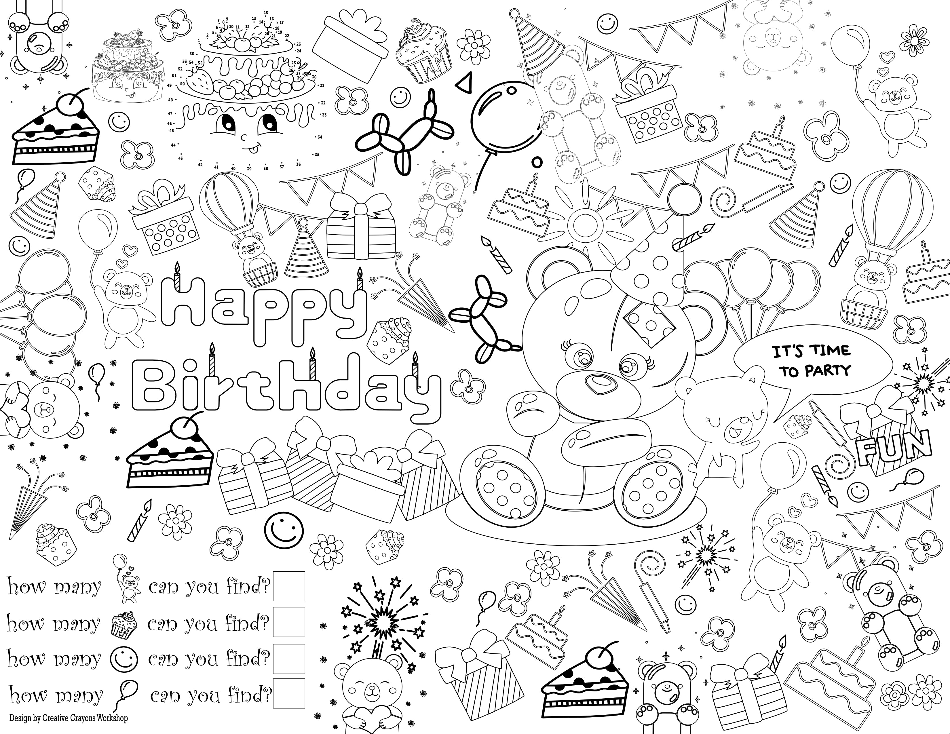 Baby bear birthday coloring page creative crayons workshop