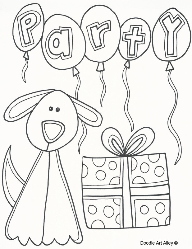 Pet birthday coloring pages