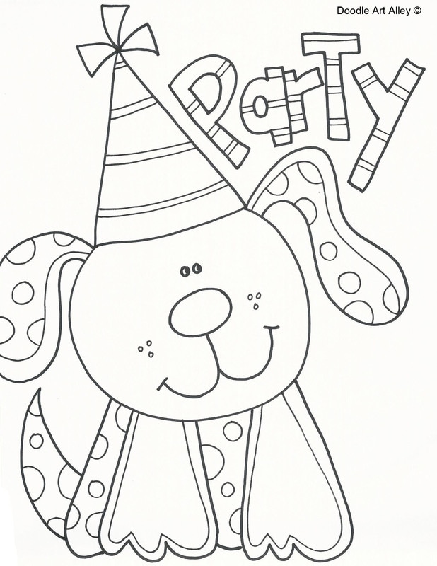 Pet birthday coloring pages