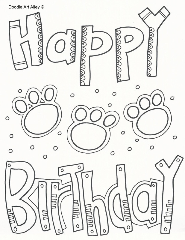 Pet birthday coloring pages