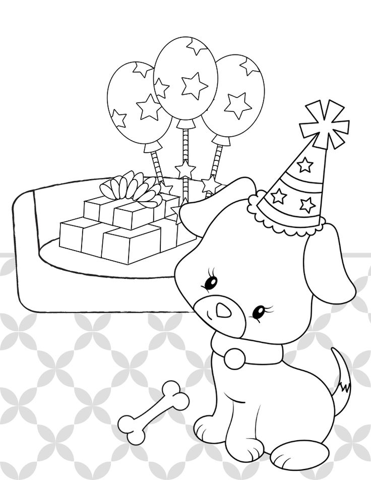 Birthday puppy coloring page free printable dog coloring sheet for kids puppy coloring pages happy birthday coloring pages birthday coloring pages