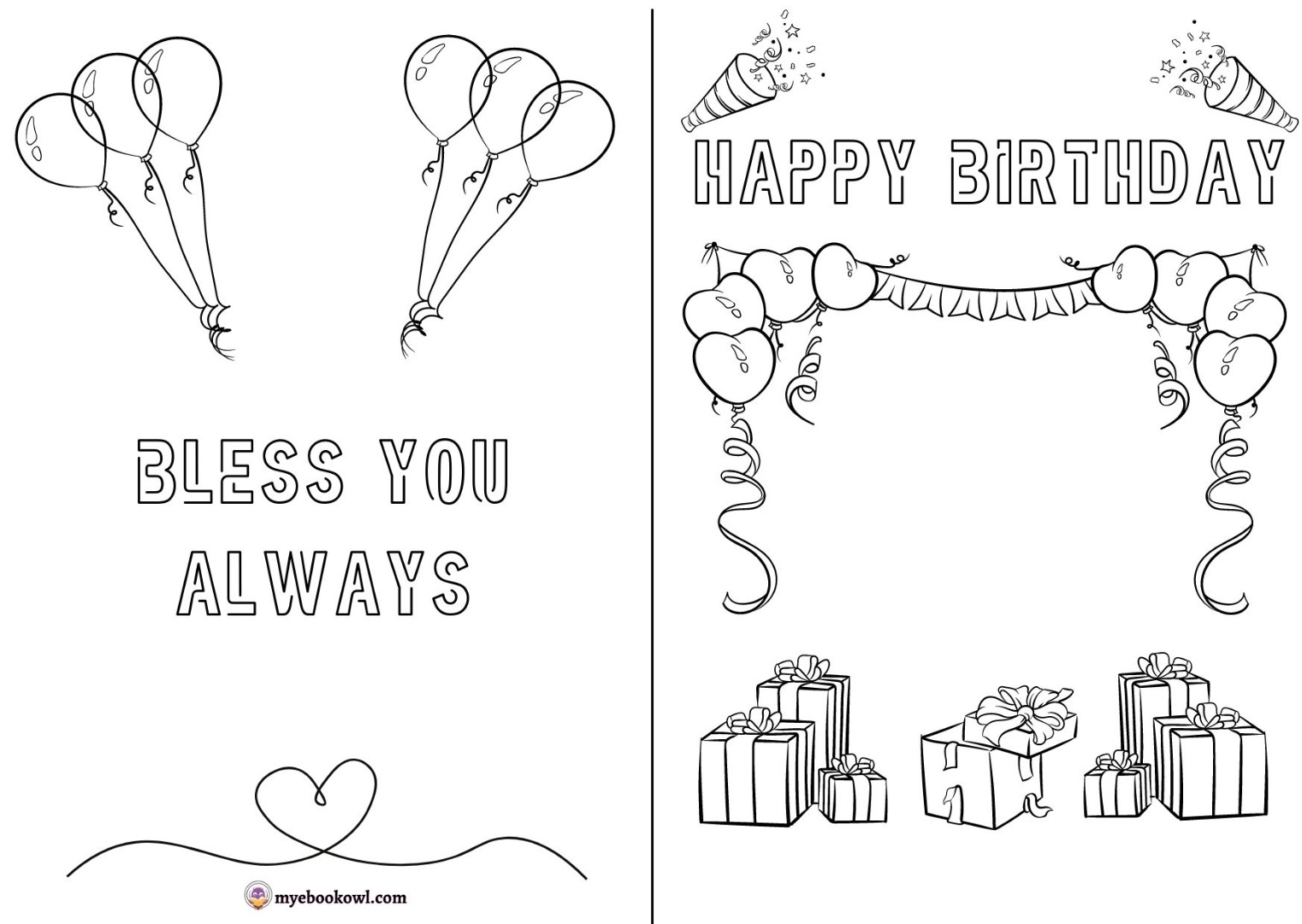 Coloring birthday card printable