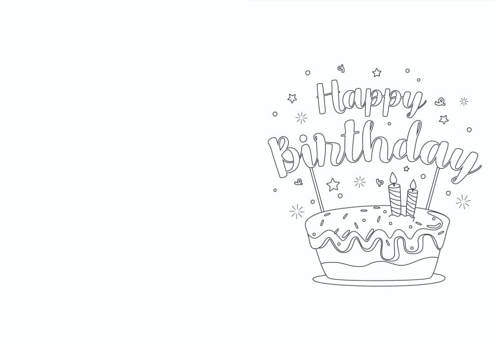 Free happy birthday printable coloring cards