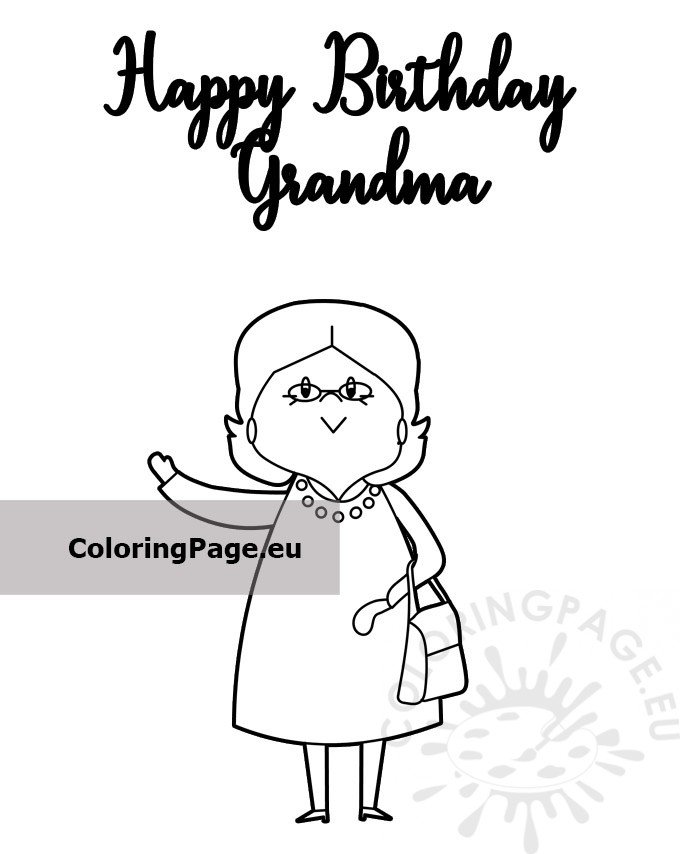 Happy birthday grandma card coloring page