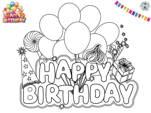 Happy birthday coloring page