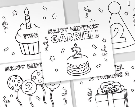 Printable birthday coloring pages birthday party coloring sheets personalized birthday coloring sheets for kids set of sheets