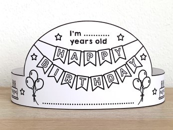 Birthday cupcake crown coloring print