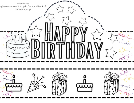 Happy birthday crown printable crown paper crown daycare school crown happy birthday hat craft