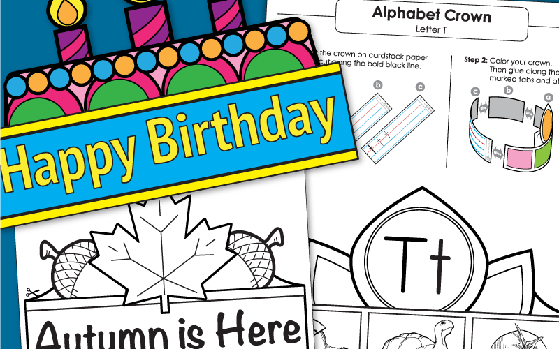 Printable crowns birthday letters numbers holidays