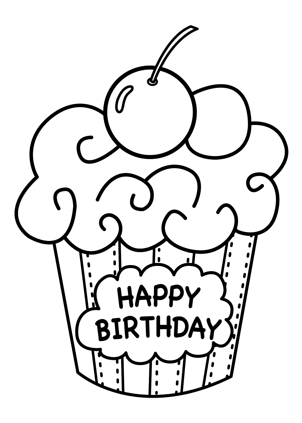 Birthday cake coloring pages free happy birthday coloring pages birthday coloring pages cupcake coloring pages