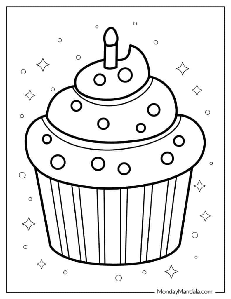 Cupcake coloring pages free pdf printables