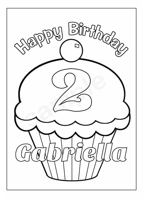 Personalized cupcake coloring page birthday party favor colouring activity sheet personalized printable template