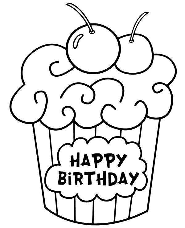 Birthday cupcake coloring sheet