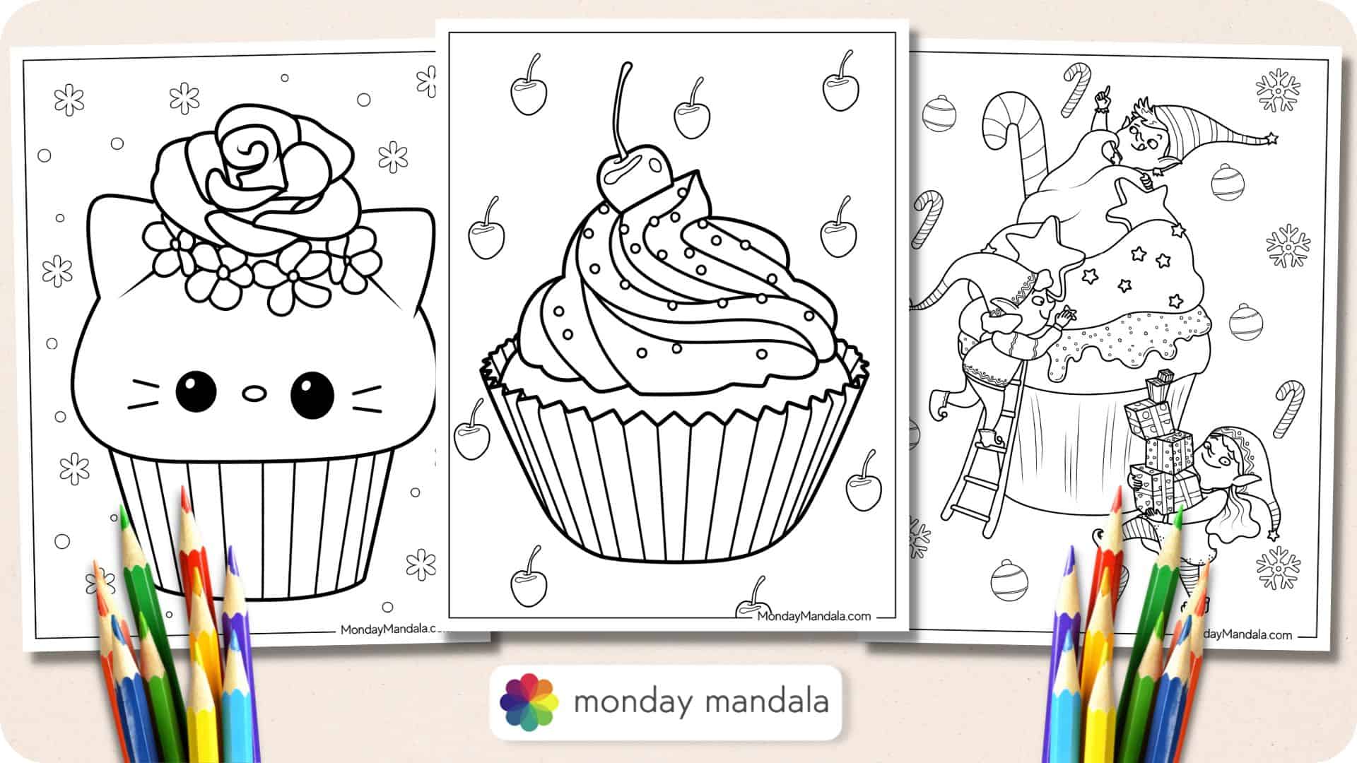 Cupcake coloring pages free pdf printables