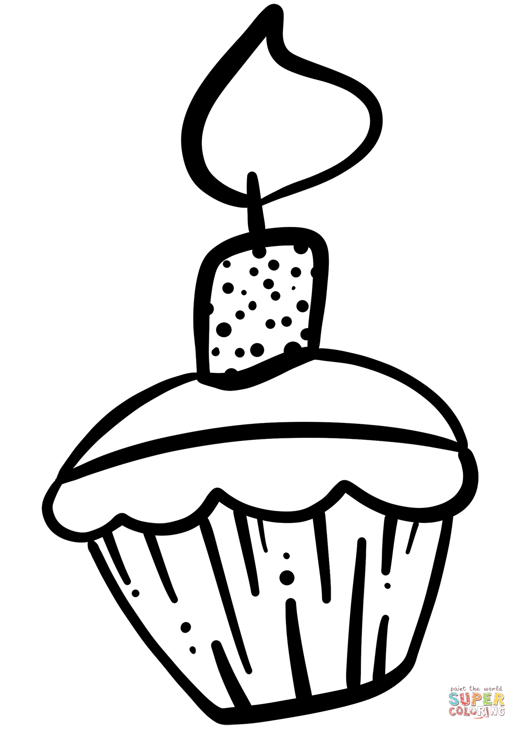 Birthday cupcake coloring page free printable coloring pages