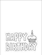 Cupcake happy birthday card to color