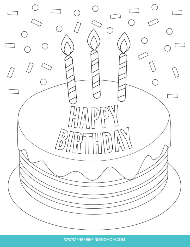 Free printable birthday cake coloring pages
