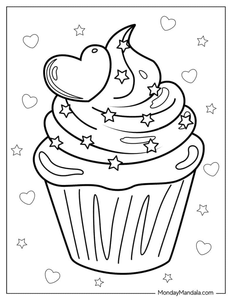 Cupcake coloring pages free pdf printables