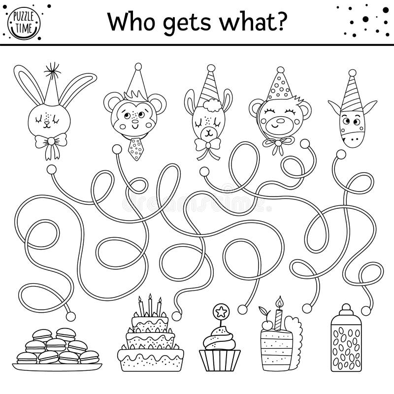 Birthday party maze line stock illustrations â birthday party maze line stock illustrations vectors clipart