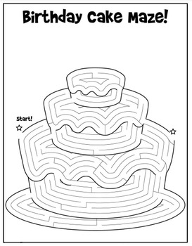 Printable birthday mazes for kids by creativity without borders tpt