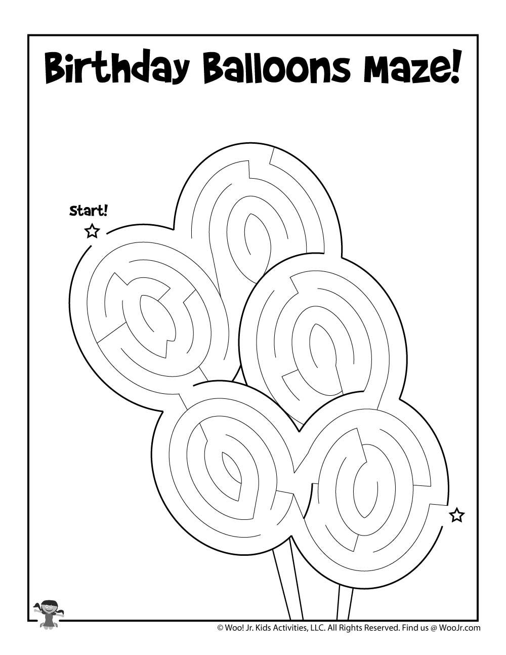 Printable birthday mazes for kids woo jr kids activities childrens publishing