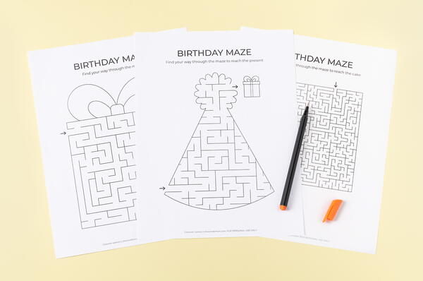 Printable birthday mazes