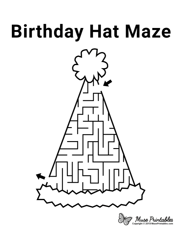 Free printable birthday hat maze