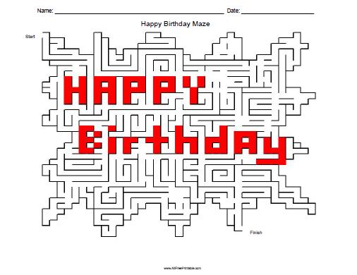 Happy birthday maze â free printable