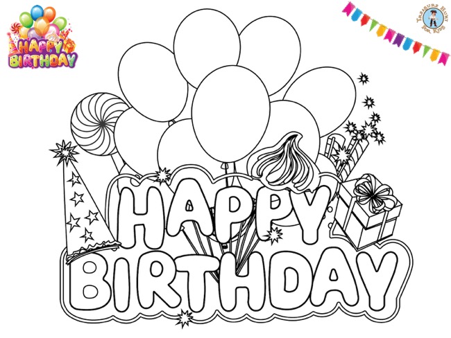 Happy birthday coloring page