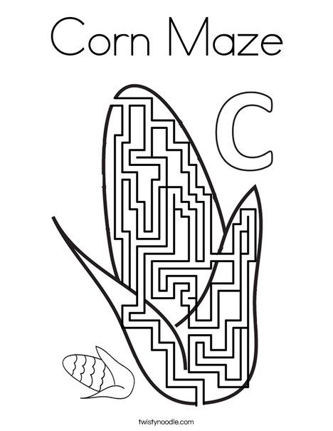 Corn maze coloring page