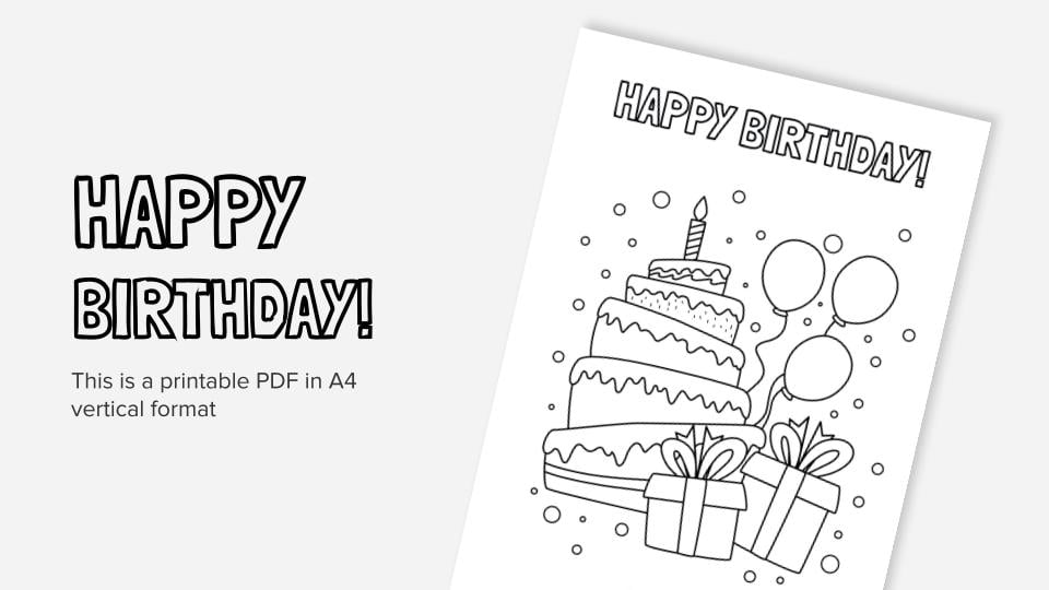 Happy birthday printable coloring worksheet