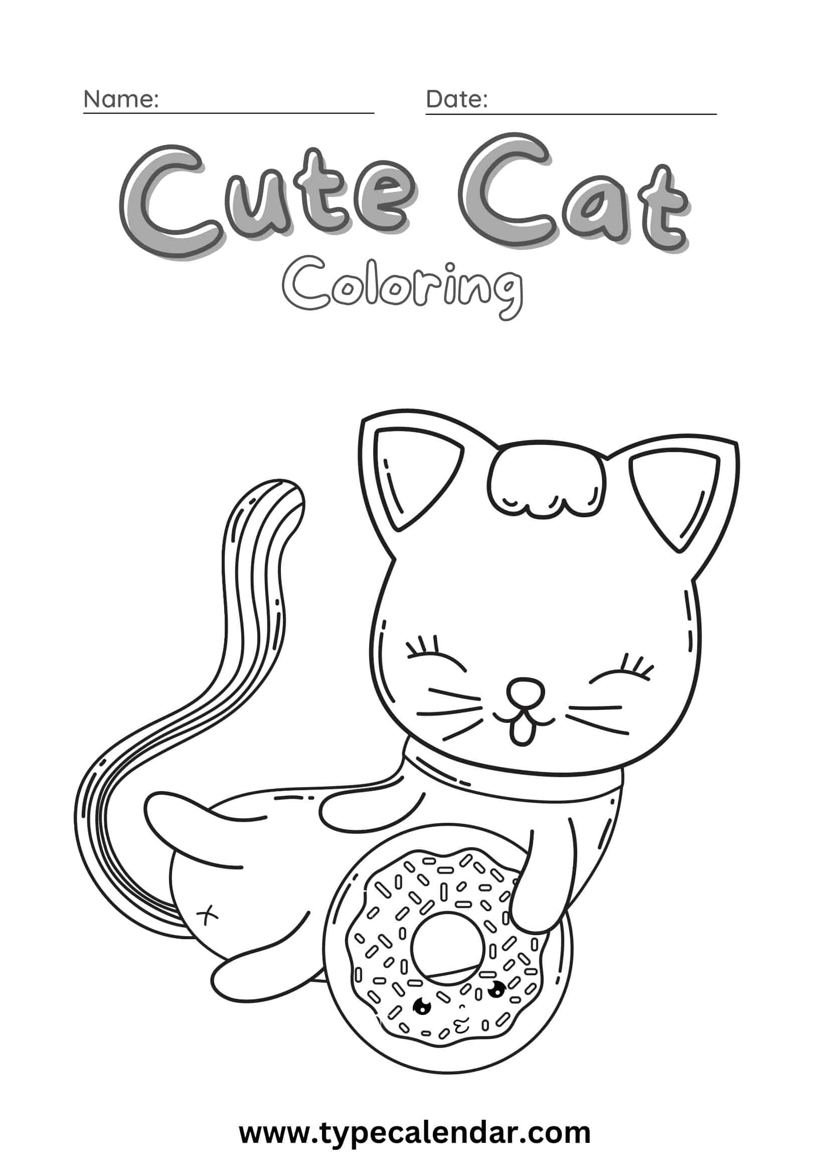 Free printable cat coloring pages for kids adults cute easy realistic